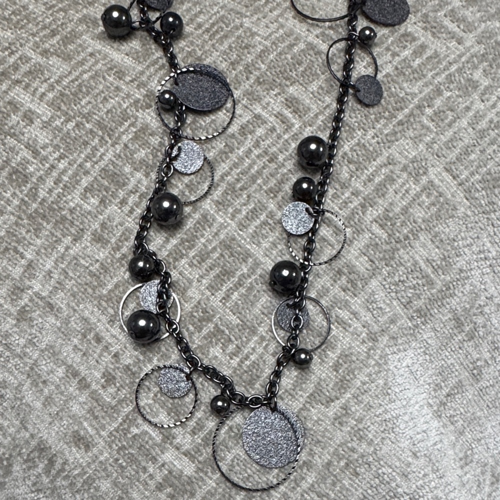 Gunmetal Circle Drop Necklace - Women Jewelry